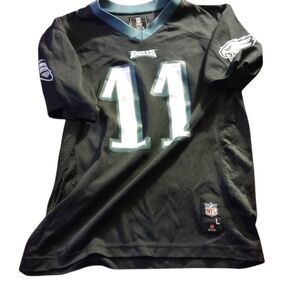 NFL Eagles Wentz 11 Kids Black and Teal Jersey